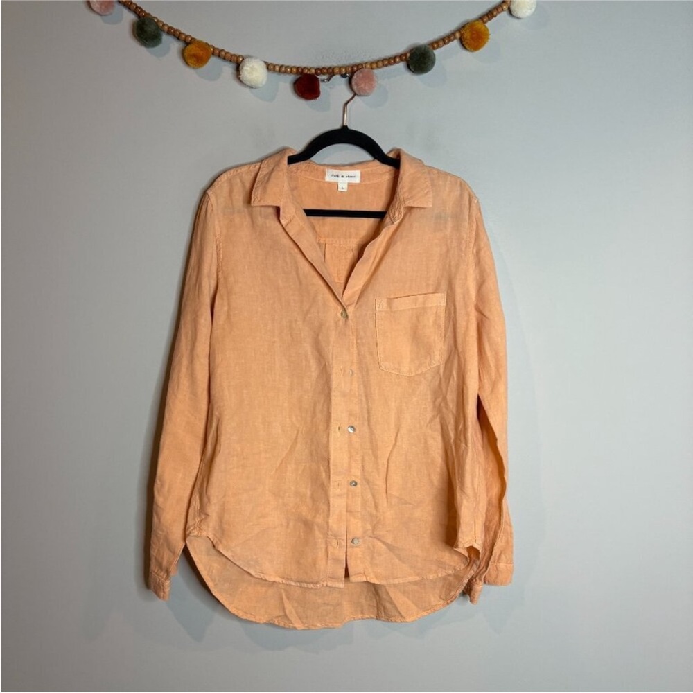 Cloth & stone Peach orange linen Button-Up Shirt